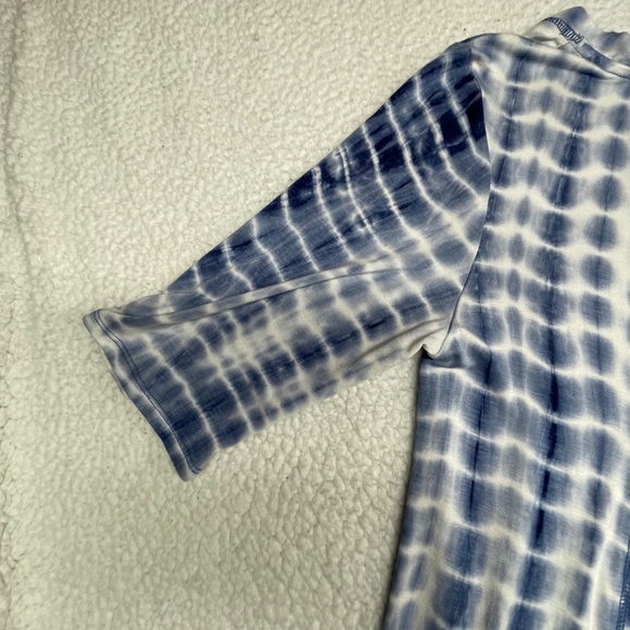 Women’s XL, Blue/White Tie-dye 1/2 sleeve St Tropez West Top - Picture 4 of 10